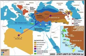 İtalyan strateji dergisi Limesonline'ın 'Türkiye Birleşik Devletleri 2053' başlığıyla paylaştığı harita